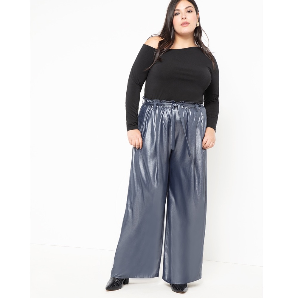 Eloquii Metallic High Waist Wide Leg Pant Plus 18